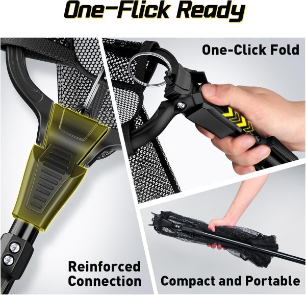 Fishing Net with Handle,Fishing net telescoping Handle, Collapsible Fishing Nets,Folding Fishing Net One Flick to Unfold, Ready in Seconds - Image 3