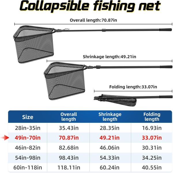 Fishing Net with Handle,Fishing net telescoping Handle, Collapsible Fishing Nets,Folding Fishing Net One Flick to Unfold, Ready in Seconds - Image 4