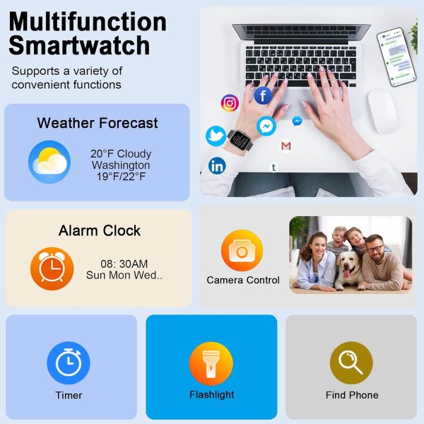 Smart Watch(Answer/Make Calls), 1.91" Smartwatches for Men Women, Fitness Tracker with 110+ Sport Modes, IP68 Waterproof, Heart Rate/Sleep/Spo2 Monitor, Pedometer, Activity Tracker for Android iOS - Image 6