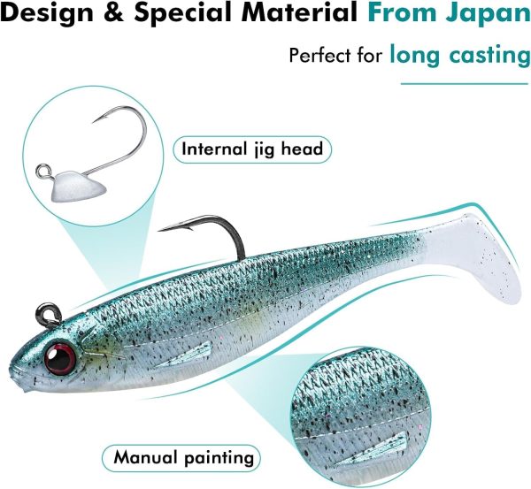 TRUSCEND Pre-Rigged Soft Fishing Lures, Well-Made Easy Catching Lures for Family Fishing, Great Action Swimbaits with Spinner, All-Conditions Fishing Gear for Bass Trout Walleye, Crappie Fishing Jigs - Image 3